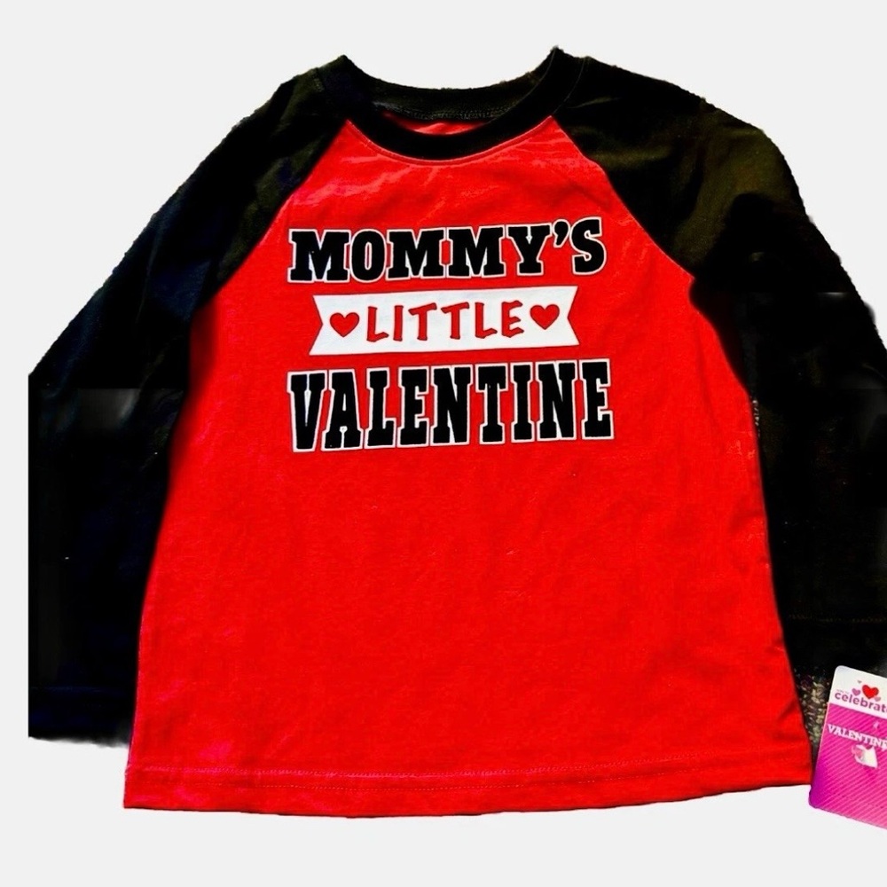 Valentine’s Day Unisex Long Sleeve Red Black Mommys Little Valentine T-Shirt 4T